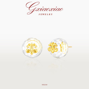 XIAOXIAO 高级感百搭鸢尾花冰透耳环 镀K金 气质时尚 NH259 法式