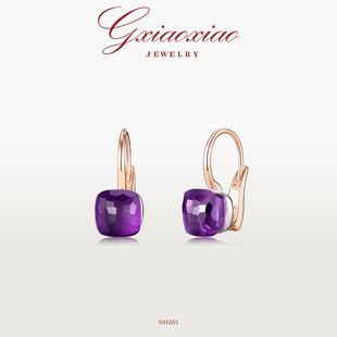 G XIAOXIAO 新年礼物 高级感气质轻奢小众时尚百搭方糖耳环 NH261