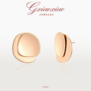 XIAOXIAO 百搭光面几何耳环 镀K金 气质高级感个性 F15H51 法式
