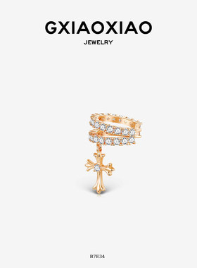 G XIAOXIAO 新年礼物 气质高级感精致百搭潮流十字架耳夹 B7E34