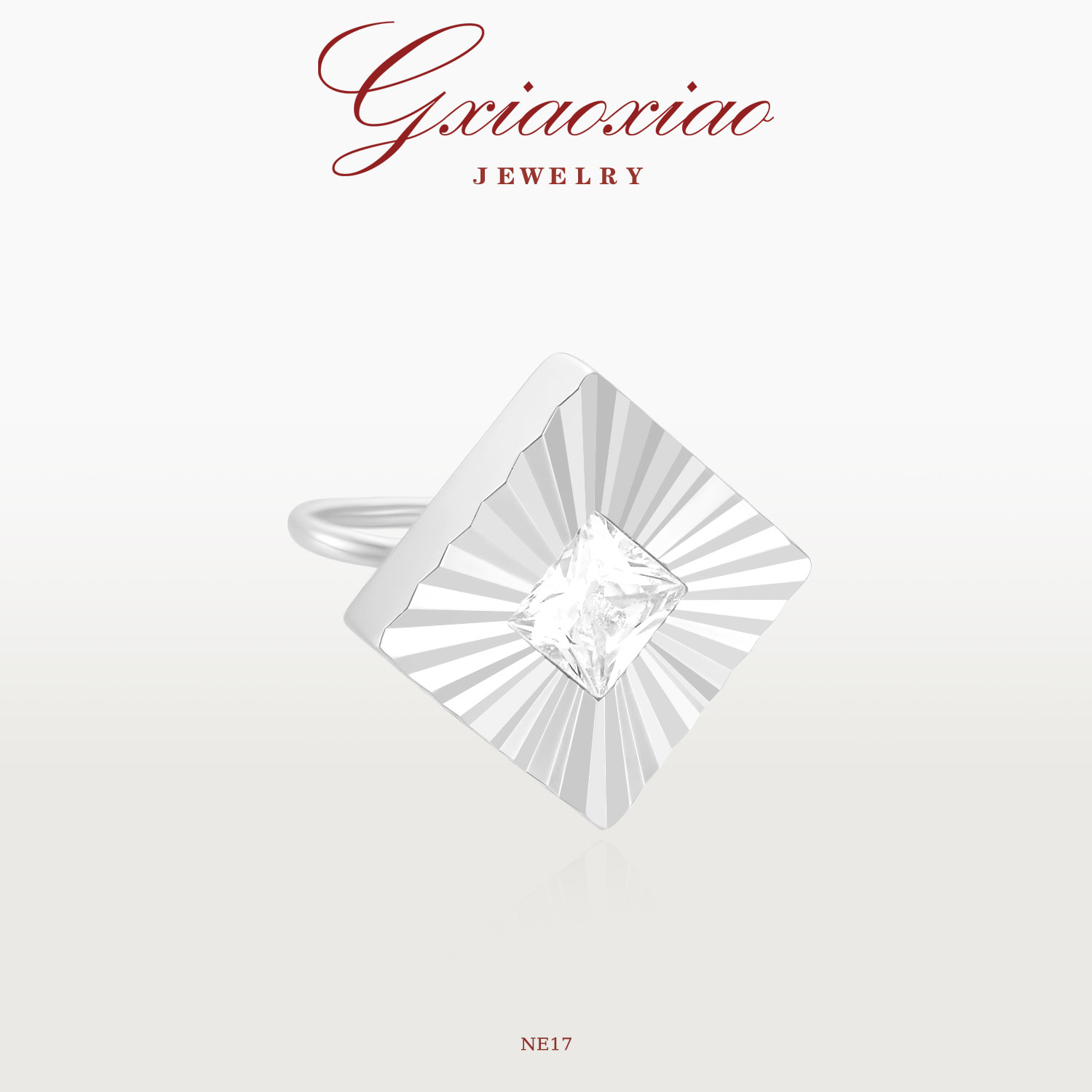 GXIAOXIAO百搭方形银色耳夹