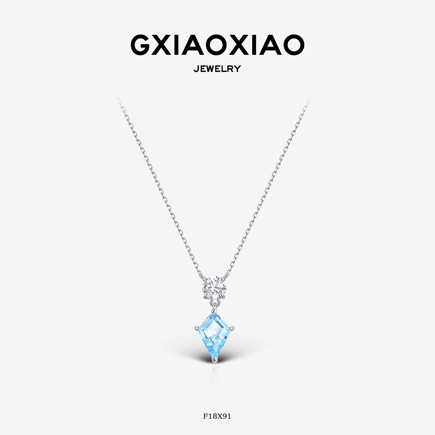 G XIAOXIAO高小小 925银时尚气质高级百搭蓝色菱形项链