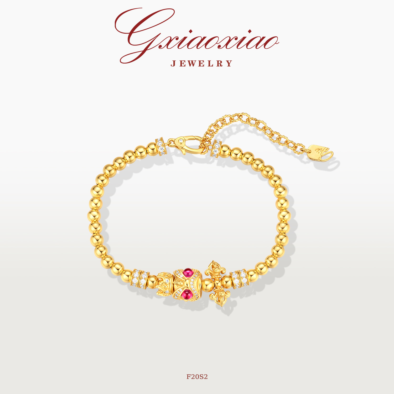 G XIAOXIAO 镀K金【金刚杵醒狮】新中式气质百搭盘缠手链 F20S2