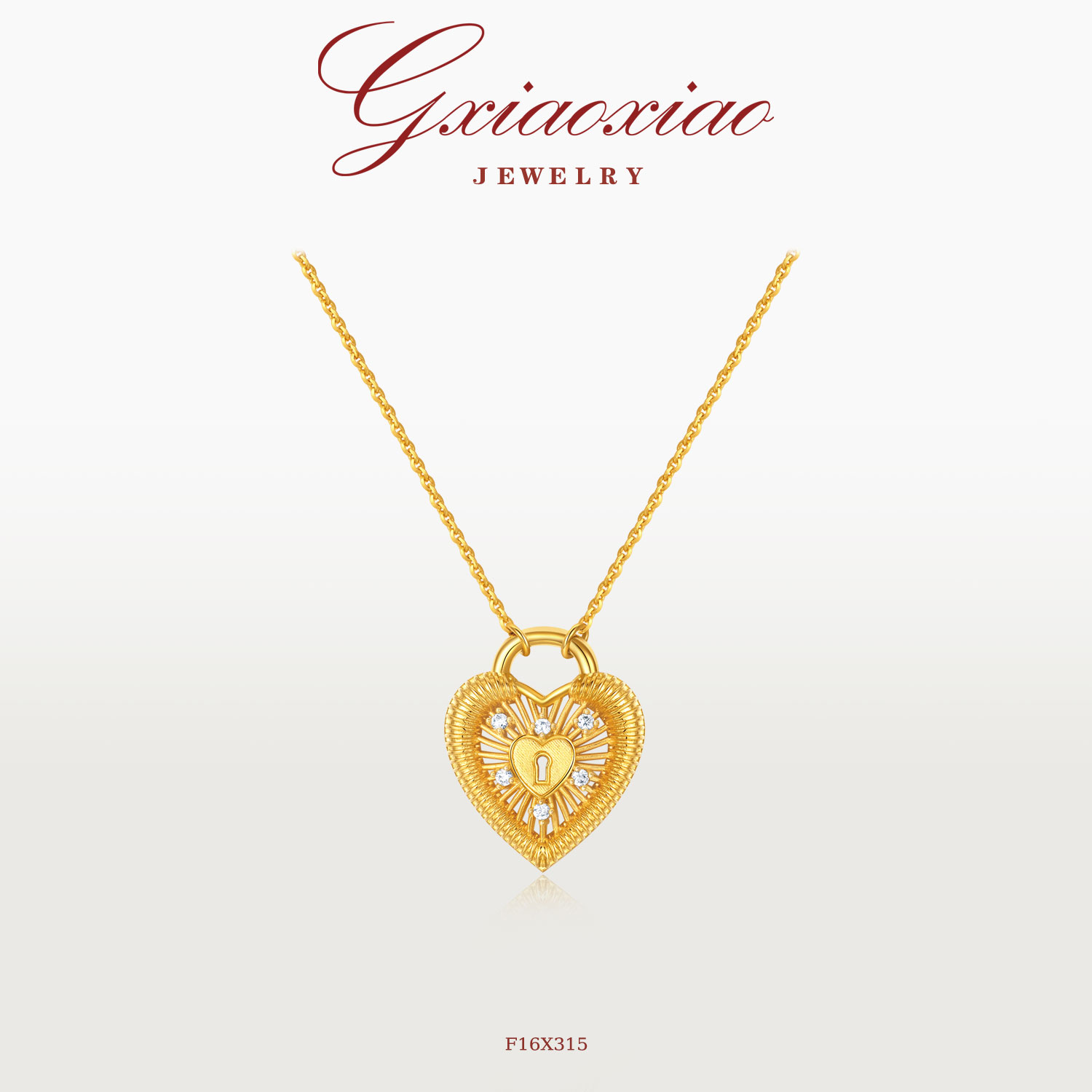 G XIAOXIAO 镀K金 时尚气质高级感精致百搭爱心锁项链 F16X315