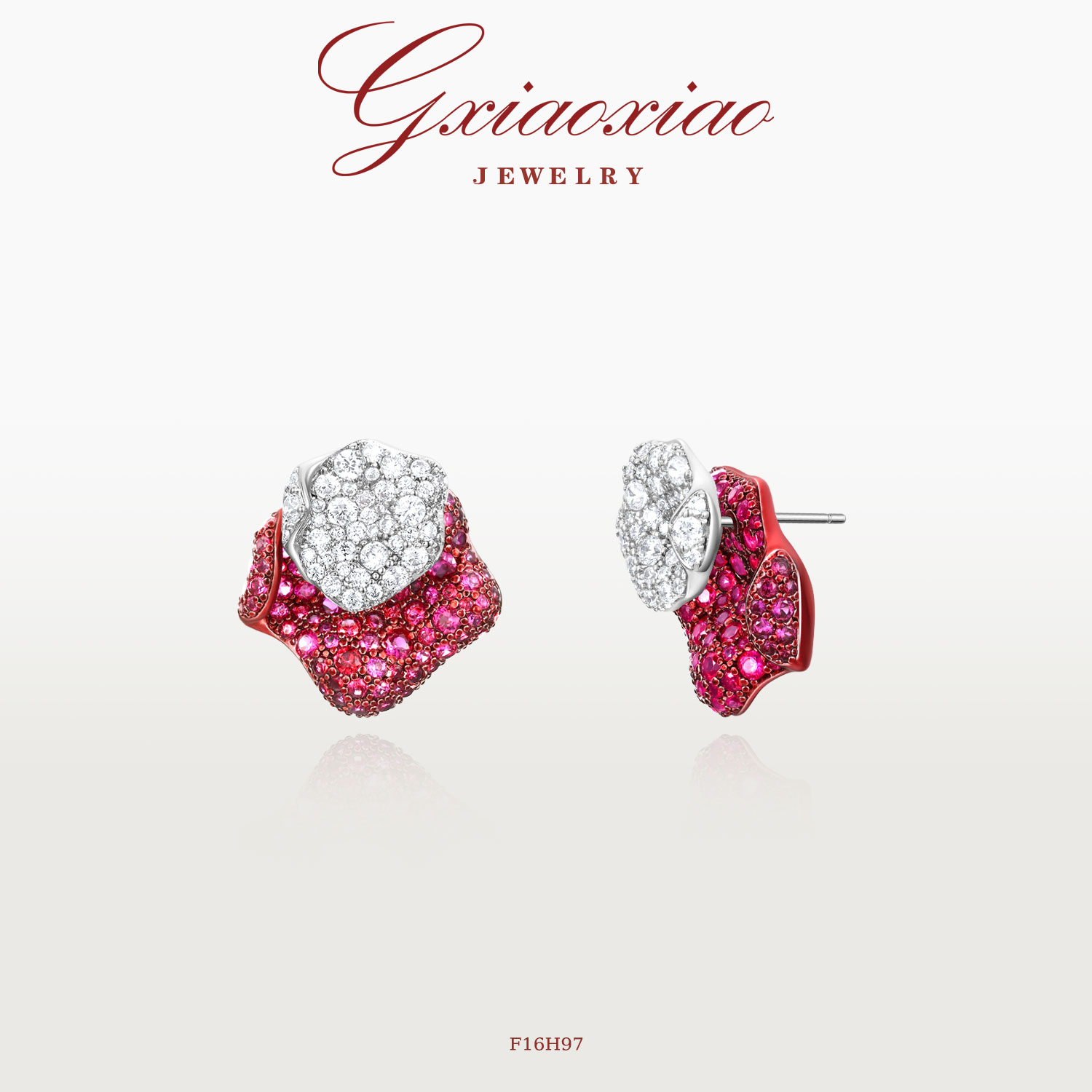 GXIAOXIAO百搭双色花瓣耳环