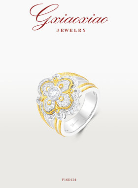 GXIAOXIAO双色百搭四叶花戒指