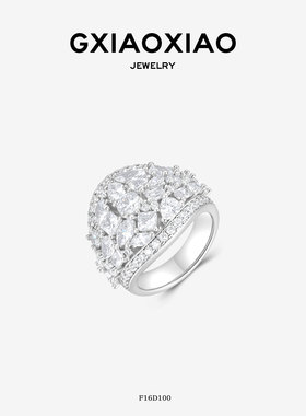 G XIAOXIAO 小众设计不规则菱形满镶百搭戒指 F16D100