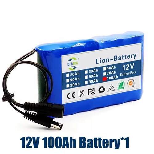3S2P 12V 100000mah锂离子电池组可充电内置BMS LED灯电池