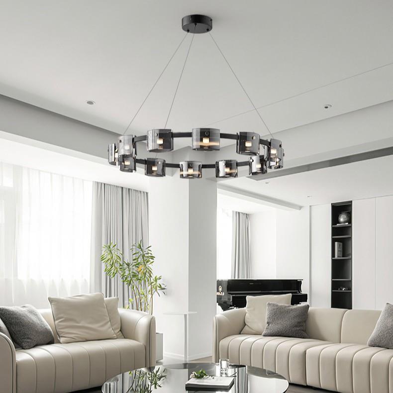 电商供货意式极简餐厅吊灯简约吧台创意设计师黑色玻璃北欧岛台灯