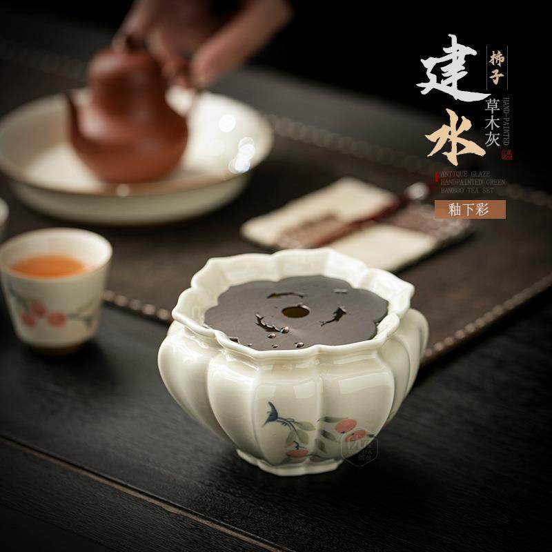 草木灰建水茶洗釉下彩手绘柿子水洗茶台废水缸中式复古茶杯洗水孟,鲜花速递/花卉仿真/绿植园艺,割草机/草坪机,淘宝优惠券,粉丝福利购,淘宝优惠卷