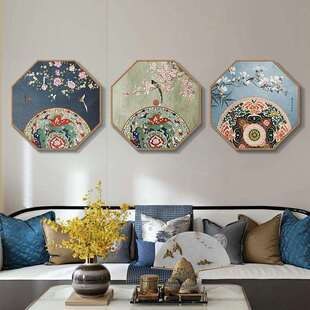 新中式客厅进门装饰画过道餐厅创意中国风玄关古风壁画挂画A083