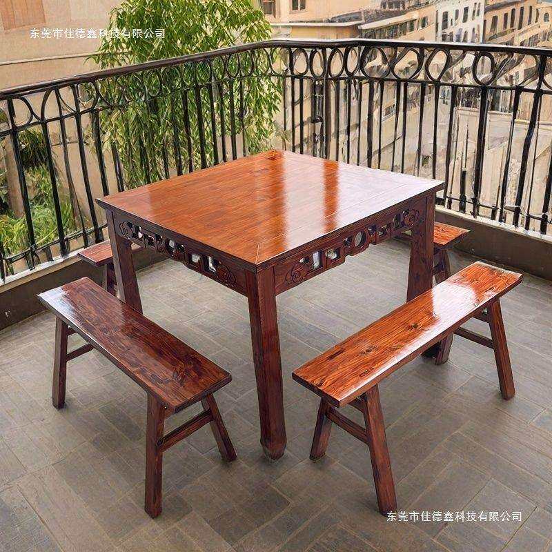 实木中式饭店面馆餐馆八仙桌桌子商用正方形明清方桌仿古餐桌家用