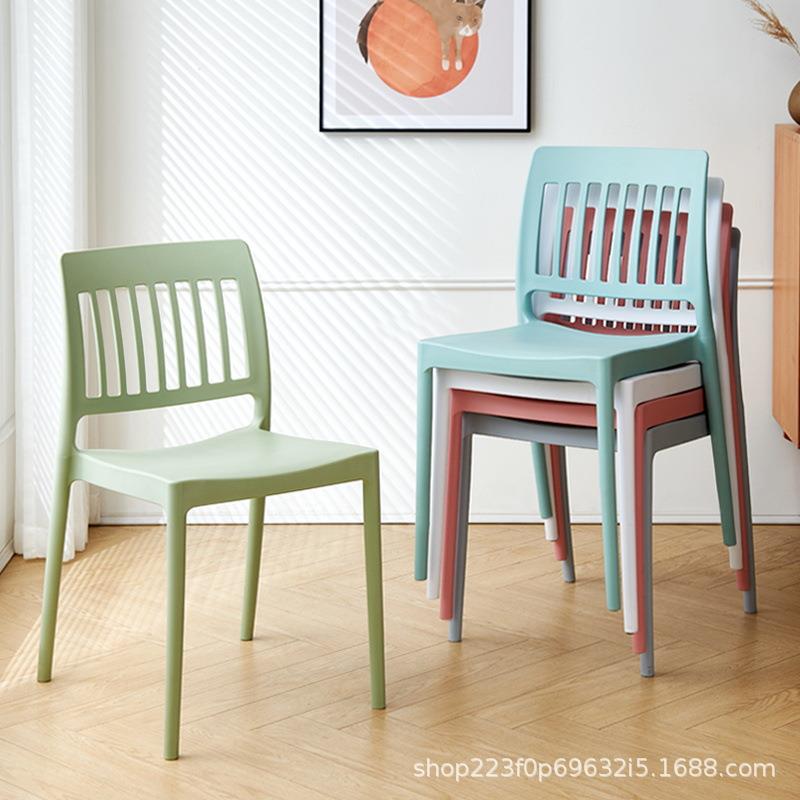 塑料靠背椅大人加厚餐椅可叠放家用北欧简约户外凳子网红休闲椅子