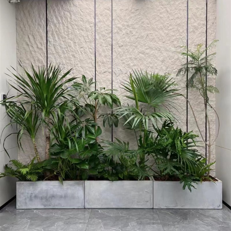 北欧水泥花盆长方形室外花卉简约户外绿植盆镁泥花箱长条马槽大号