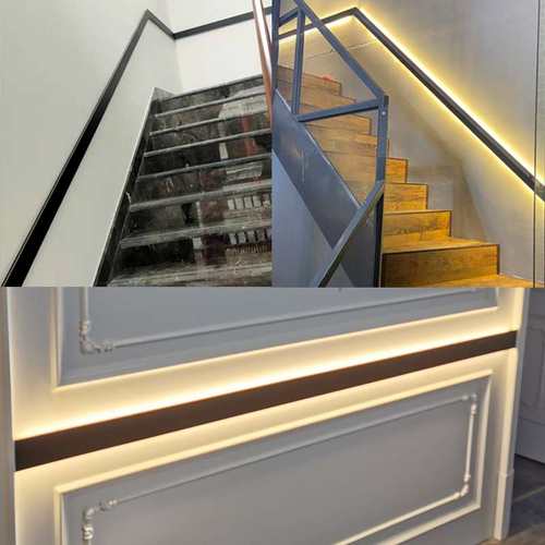 楼梯侧面扶手带灯简约人体感应长条壁灯别墅过道走廊发光装饰灯