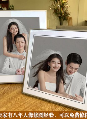 定制简约婚纱照窄边相框摆台高级感结婚洗照片做成桌摆宝免费修图
