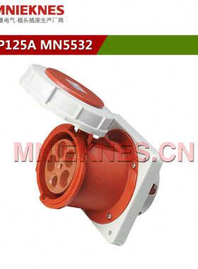 55相防水插座直三+线五5A7E工业插座IP暗装5孔123P+座N暗装632