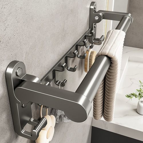 浴室浴巾置物架j太空铝卫生间毛巾挂架壁挂老人扶手可折叠栏杆拉