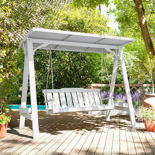 户外庭院防腐木木秋千休闲露天台C阳台吊床露台花园实木摇椅荡秋