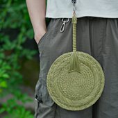 扇夏季 草编草扇古风手工蒲扇扇子扇出行 宝宝灯芯儿童草团扇老式