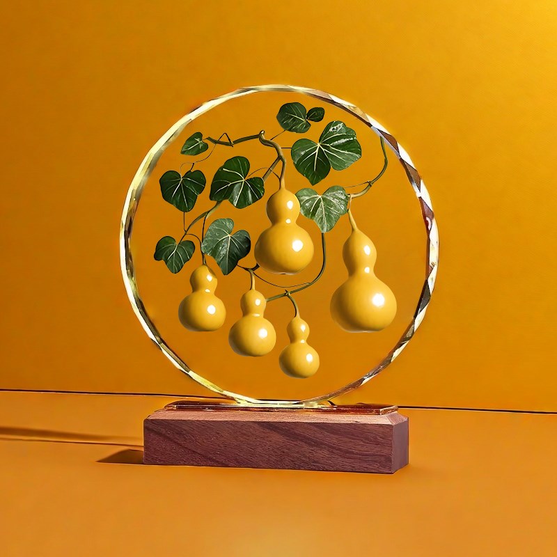 五福葫芦水晶摆件五福临门招财旺宅客厅办公室装饰V乔迁送礼物摆