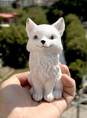 白色狐狸打坐创意阳台别墅雕塑花园树脂I花器庭院个性户外多肉花