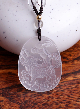 属猪2025年白水晶宏兔增吉庆吊坠天禄显达汽P车挂件男女生肖猪饰