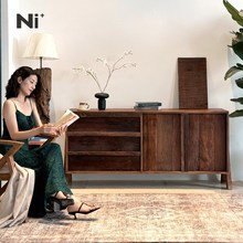 Ni+尼家侘寂风全实木餐边柜复古斗柜中古民宿会所储X物矮柜玄关柜