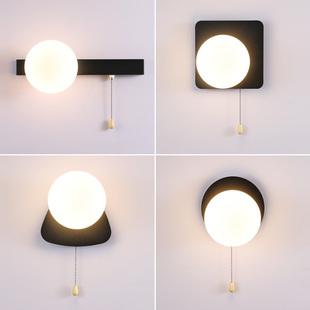 壁灯带拉线开关奶油风现代简约卧室床头灯客厅背景墙灯阳台过道灯