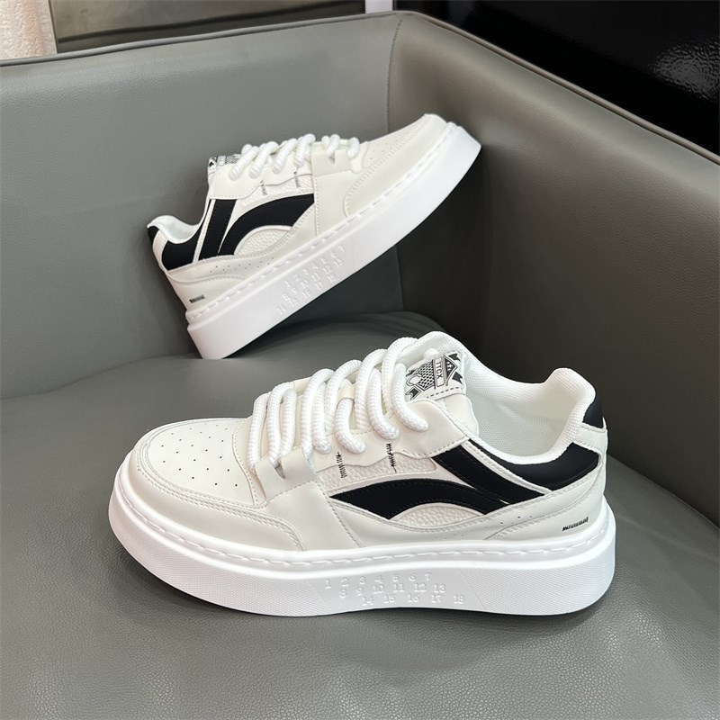 国潮板鞋男2024秋季透气小白鞋百搭厚底增高鞋男款低帮运动休闲鞋