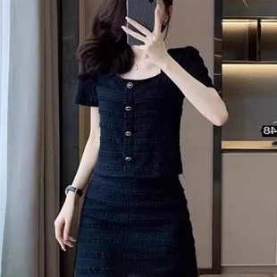 今年流行的气质时尚小个子巨显瘦遮E肉套装裙女夏季洋气减龄两件