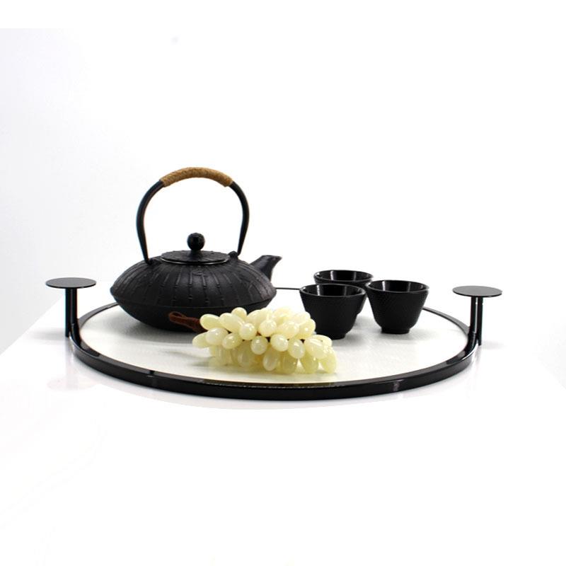 新中式样板房装饰品摆件客厅茶具软装工艺品茶具铁壶套装高端摆设