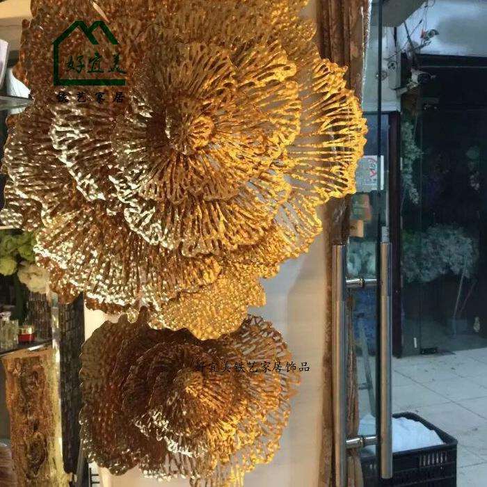 壁饰酒店镂空金属墙面装饰挂件荷叶墙饰软装家居荷花铁艺花朵壁挂