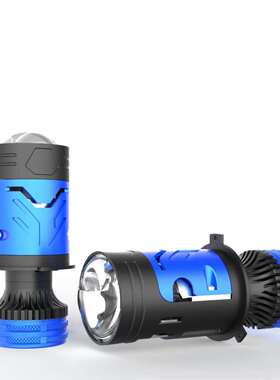 大灯单led汽车M01Y带前大灯单杯电机H4直射鱼眼灯泡双光透镜