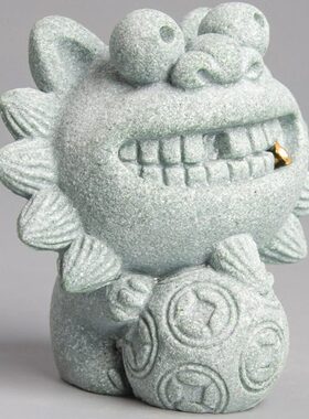 创意香插滚桌面中式办公室国潮茶宠狮子滚逗兽记财源装饰摆件居家