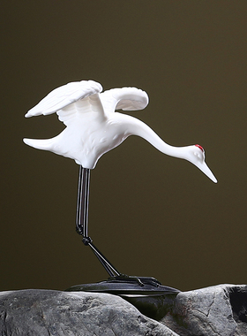 龙器创意陶瓷白鹤摆件办s公室客厅玄关博古架酒柜软装饰工艺品摆