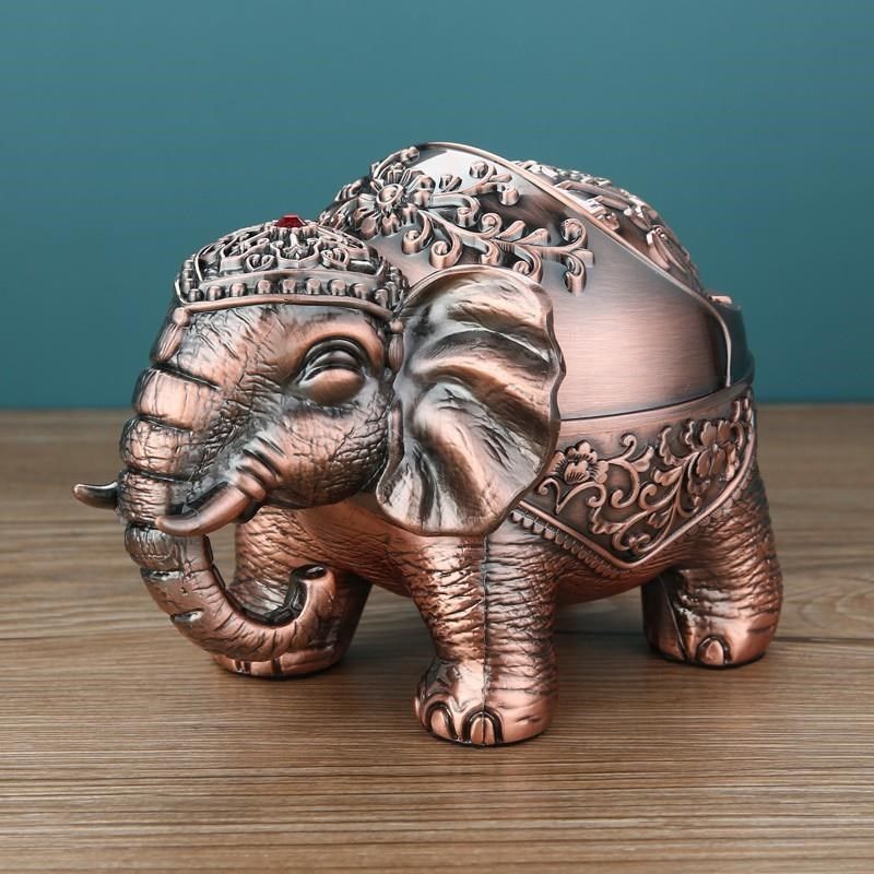 大象烟缸欧式烟灰缸m家用客厅创意个性潮流防飞灰轻奢办公室带盖