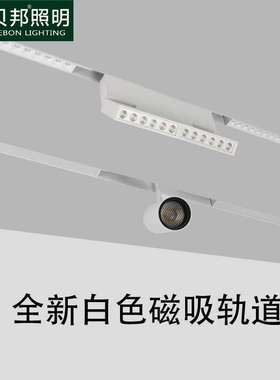 白色款磁吸轨道无边框射灯线条灯吸顶嵌入式客厅卧室过道LED照明