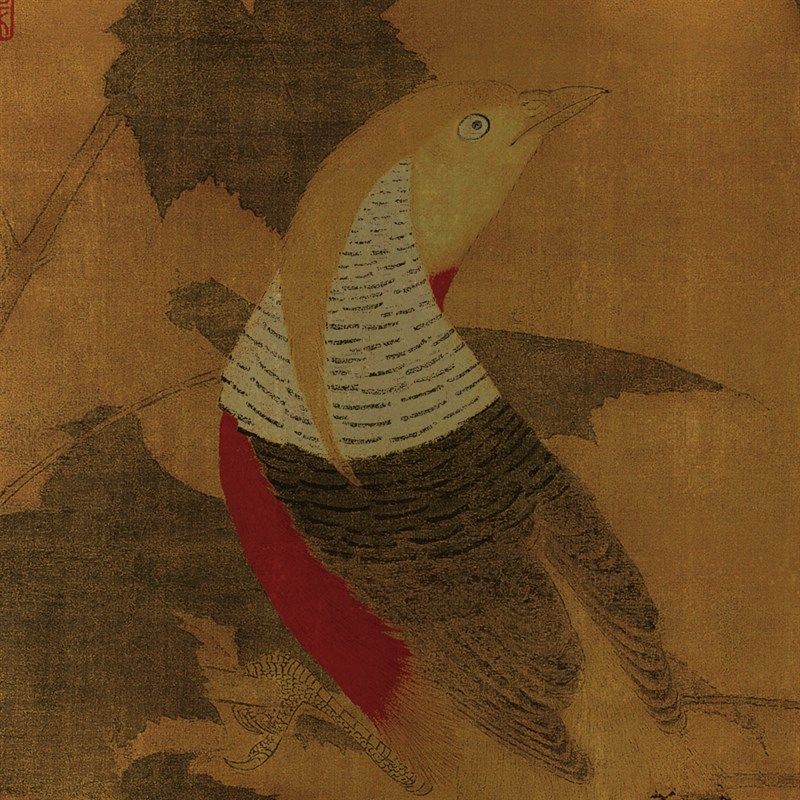 金箔漆画芙蓉锦鸡图宋徽宗花鸟中式文艺挂画客厅书房玄关装饰画