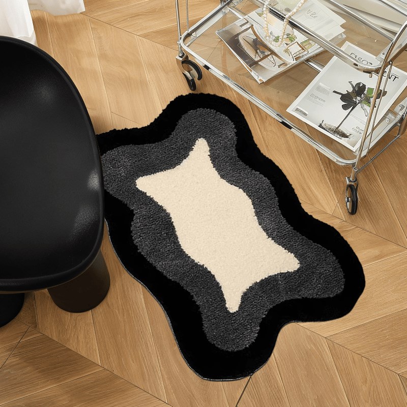 黑白脚垫卫生间浴室吸水防滑垫洗手间门口地垫植绒地毯卧室床边毯