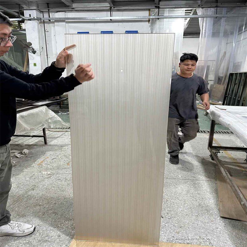 工艺玻璃门入户玄光金色夹丝玻璃屏风隔断工装酒店办公室自厂定制