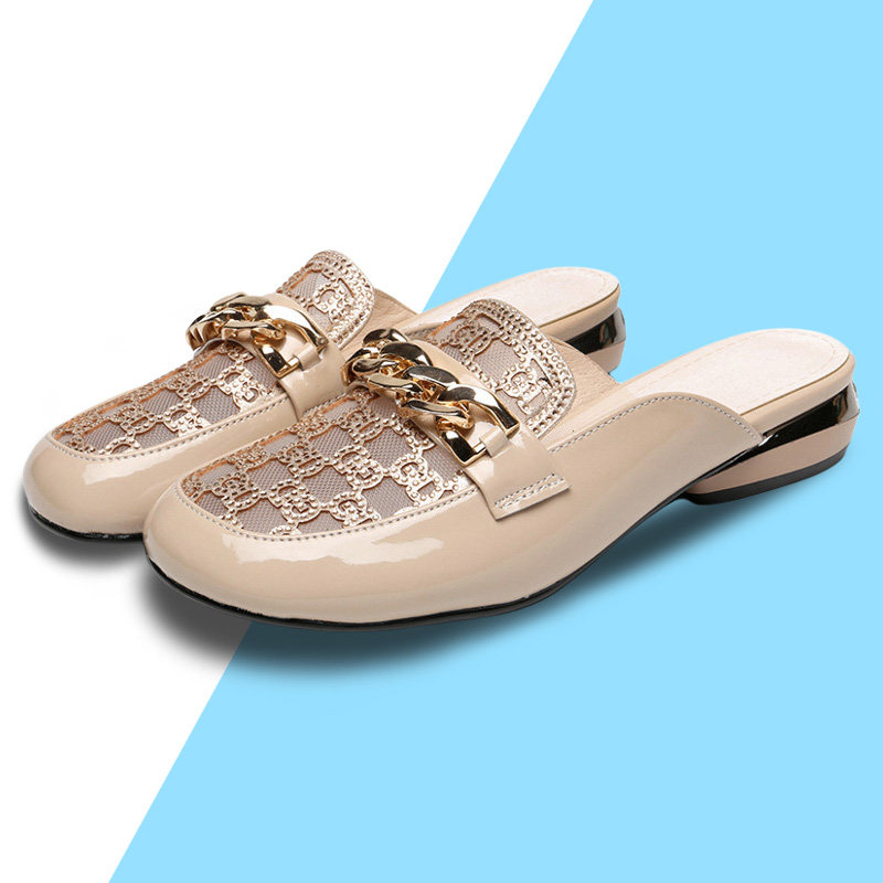 漆皮大码女鞋拖鞋41到43网面包头外穿半拖2025夏季新款凉鞋凉拖42,女鞋,包头拖,淘宝优惠券,粉丝福利购,淘宝优惠卷