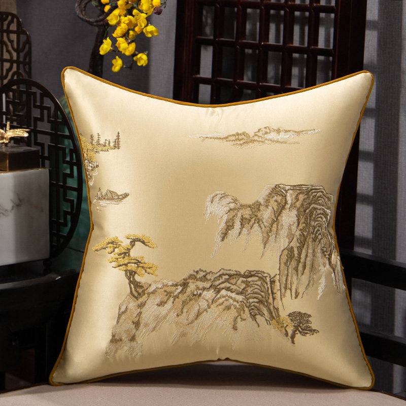 新中式抱枕靠垫中国风沙发靠背床头靠包古典大号靠枕腰枕含芯定制