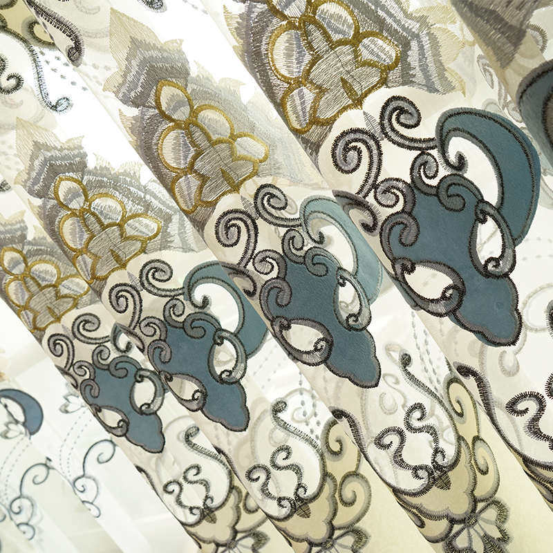 现代欧式简约水溶绣花镂空窗帘布纱定制窗帘成品遮光客厅卧室