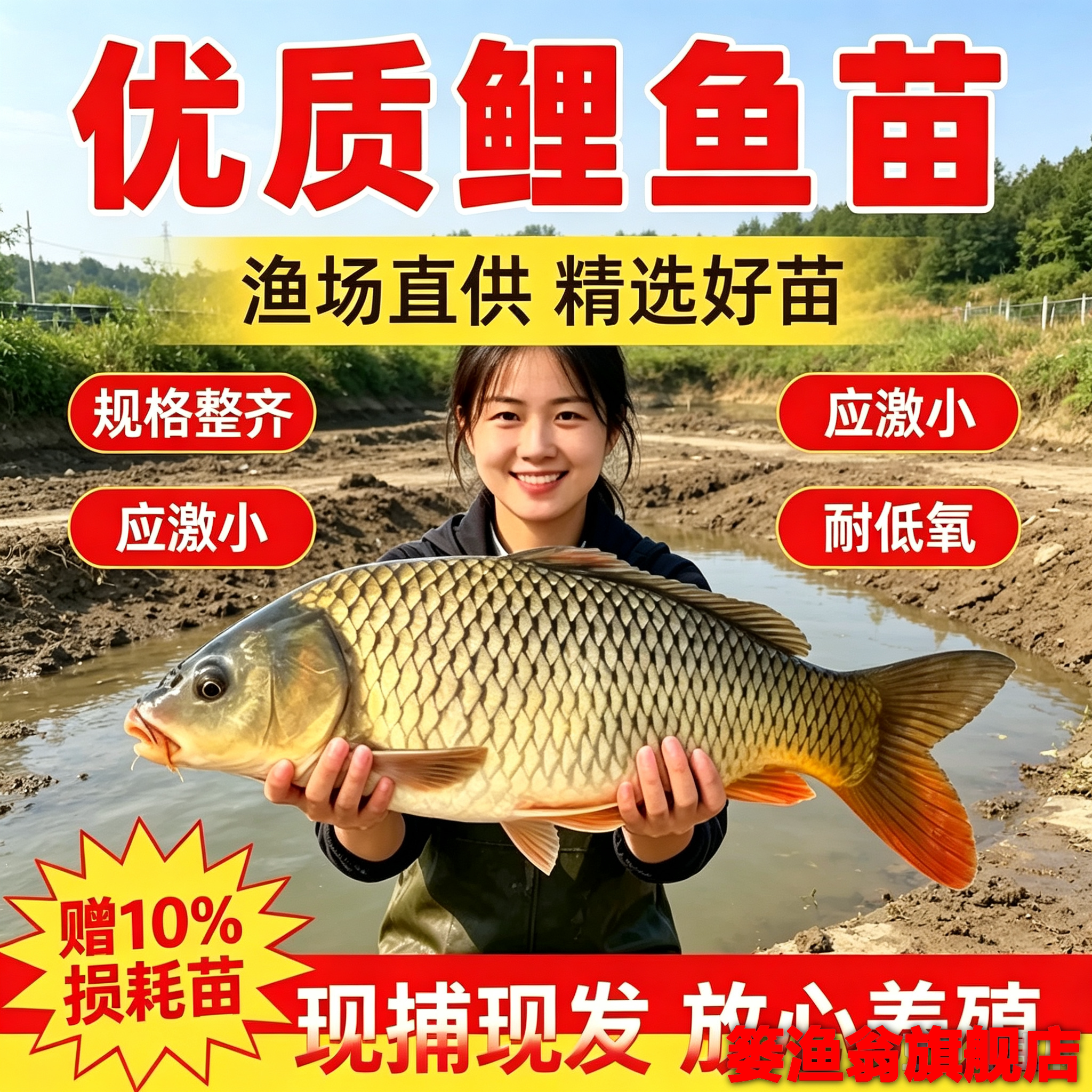 鲤鱼鱼苗特大建鲤鱼塘淡水养殖稻花鲤鱼稻田鱼花背红尾鲤鱼苗