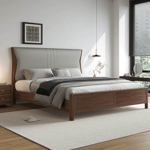 南美黑胡桃木全实木床北欧卧室大床现代简约1.8米主卧双人床