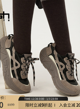 ASH YOUTH「云弹」女鞋秋季新款真皮暴走厚底运动跑鞋老爹增高鞋