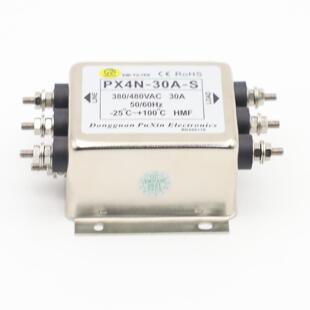普鑫EMIPXIN三相滤波器30A三线大功率PX4N-30A-S单级电源滤波器
