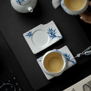 宜室茶话手绘青花竹子陶瓷茶杯主人杯女士精致单杯中式品茗杯套杯