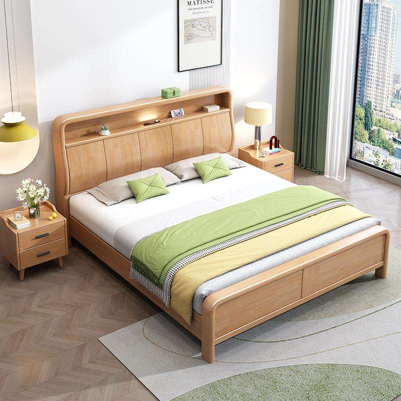 北欧实木床1.8米双人大床主卧现代简约小户型家用1.5米储物床婚床